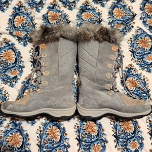 •CLARKS• Women's Winter Grey Suede High Boots